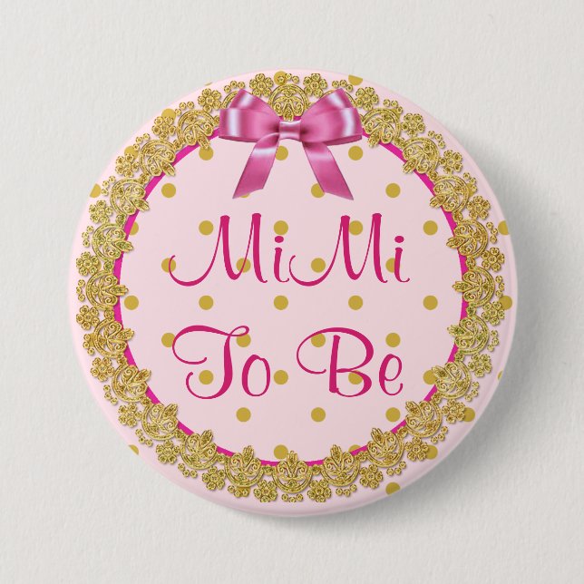 Badge Rond 7,6 Cm Bouton MiMi To Be Rose & Gold Baby shower (Devant)