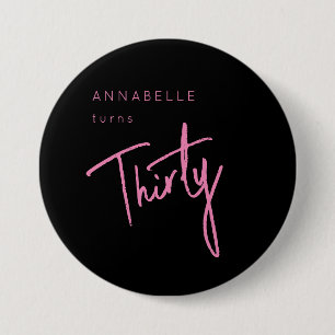 Badge Rond 7,6 Cm Bouton moderne 30ème anniversaire typographie de s