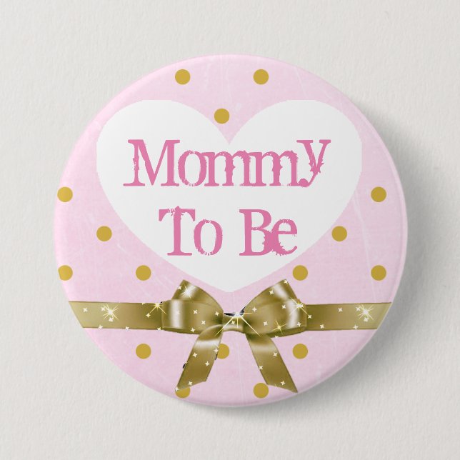 Badge Rond 7,6 Cm Bouton Mommy to Be Pink and Gold Baby shower (Devant)