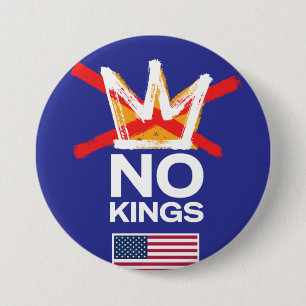 Badge Rond 7,6 Cm Bouton No Kings avec drapeau américain