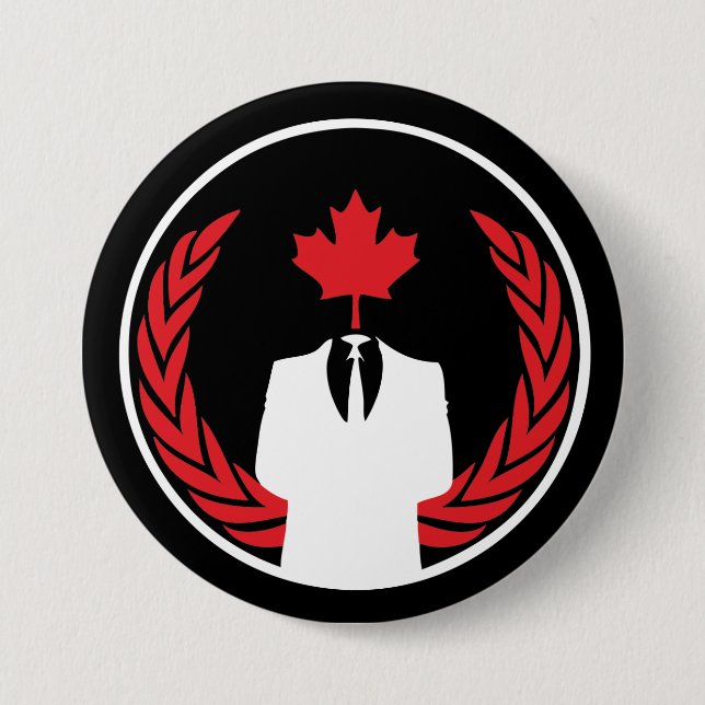 Badge Rond 7,6 Cm Bouton noir anonyme du Canada (Devant)