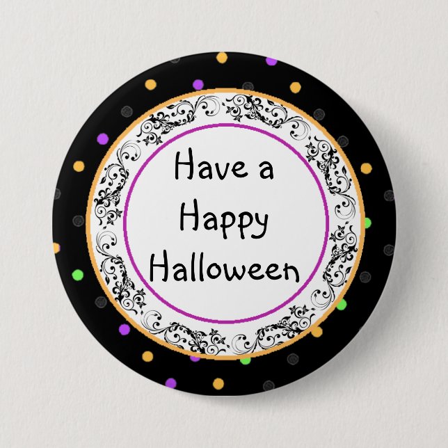 Badge Rond 7,6 Cm Bouton noir d'Halloween Polka Dot (Devant)