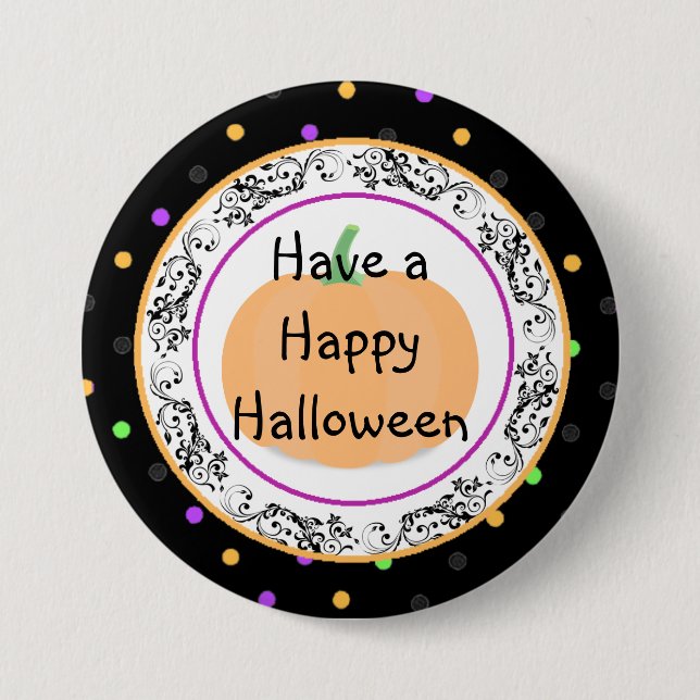 Badge Rond 7,6 Cm Bouton noir d'Halloween Polka Dot (Devant)