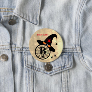 Badge Rond 7,6 Cm Bouton Nom de la sorcière ciel Monogram B Hallowee