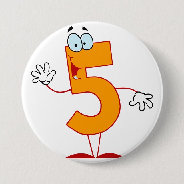 Badge Rond 7,6 Cm Bouton numéro 5 orange (Devant)