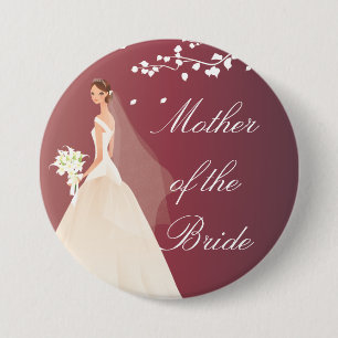 Badge Rond 7,6 Cm Bouton nuptiale de partie de FOULE cramoisie