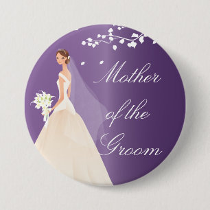 Badge Rond 7,6 Cm Bouton nuptiale de partie de la jeune mariée MOG