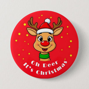 Badge Rond 7,6 Cm Bouton Oh Cerf C'est Noël