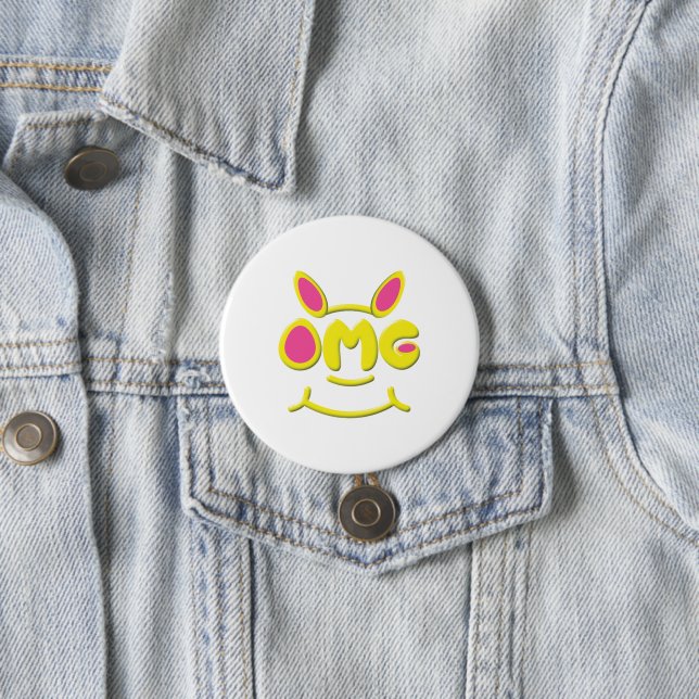 Badge Rond 7,6 Cm Bouton OMG (En situation)