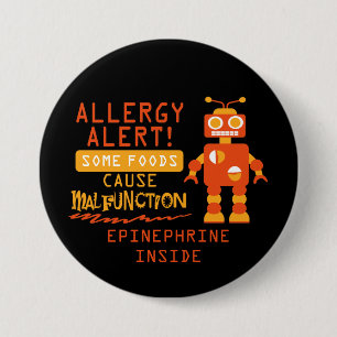 Badge Rond 7,6 Cm Bouton orange d'alerte d'allergie alimentaire de