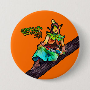 Badge Rond 7,6 Cm Bouton Orange Sprout Tree