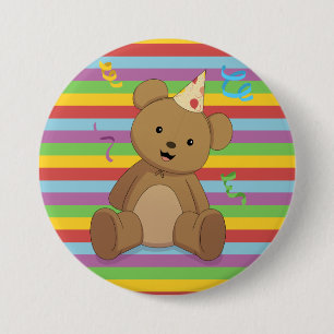 Badge Rond 7,6 Cm Bouton Ourson Anniversaire Arc-en-Ciel