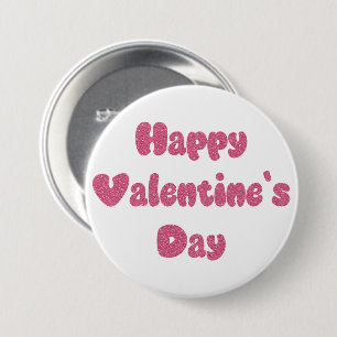 Badge Rond 7,6 Cm Bouton Pailleté Bonne Saint-Valentin