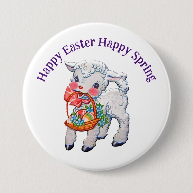 Badge Rond 7,6 Cm Bouton Panier d'agneau (Devant)