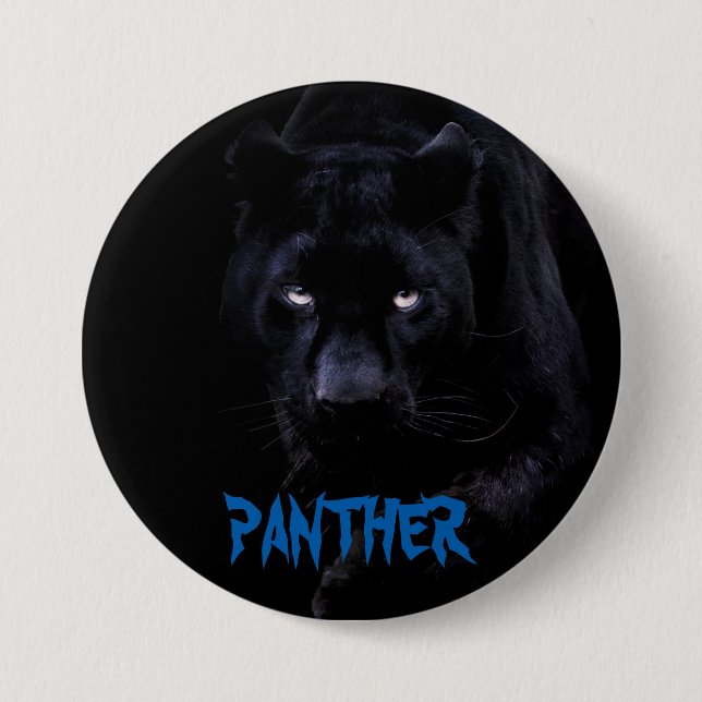 Badge Rond 7,6 Cm Bouton Panther noir (Devant)
