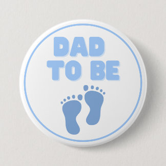 Badge Rond 7,6 Cm Bouton Papa to Be Blue Footprints