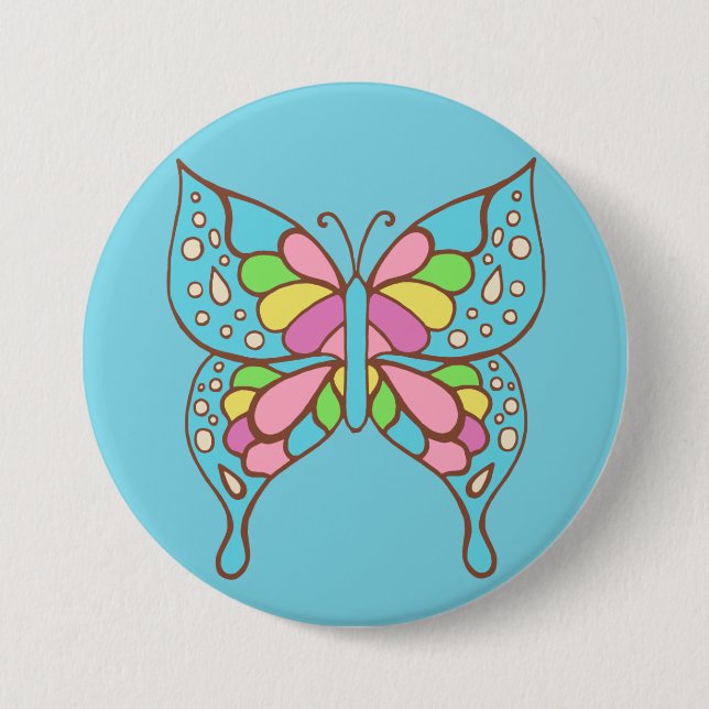 Badge Rond 7,6 Cm Bouton papillon rétro (Devant)