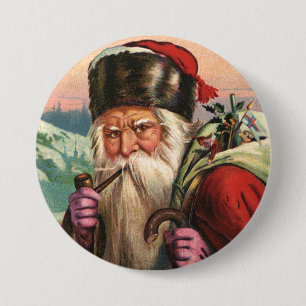 Badge Rond 7,6 Cm Bouton Père Noël alpin