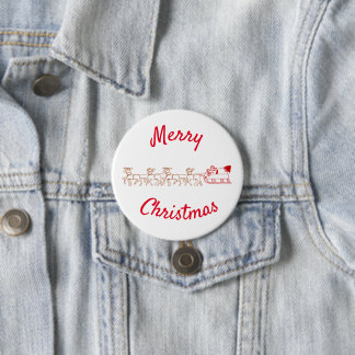 Badge Rond 7,6 Cm Bouton - Père Noël et Reindeer