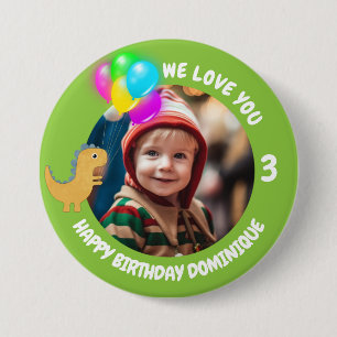 Badge Rond 7,6 Cm Bouton Personnalisable Photo, Nom Et Âge Anniversa