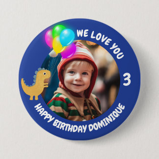 Badge Rond 7,6 Cm Bouton Personnalisable Photo, Nom Et Âge Anniversa