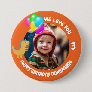 Badge Rond 7,6 Cm Bouton Personnalisable Photo, Nom Et Âge Anniversa