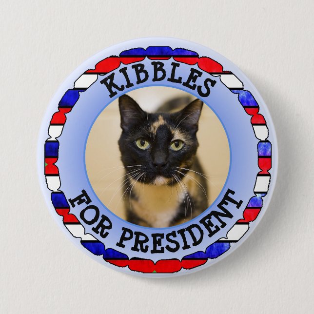 Badge Rond 7,6 Cm Bouton Personnalisé Chat pour Président (Devant)