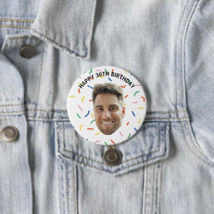Badge Rond 7,6 Cm Bouton personnalisé d'anniversaire avec visage