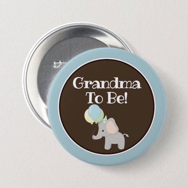 Badge Rond 7,6 Cm Bouton personnalisé, Eléphant Baby shower (Devant & derrière)