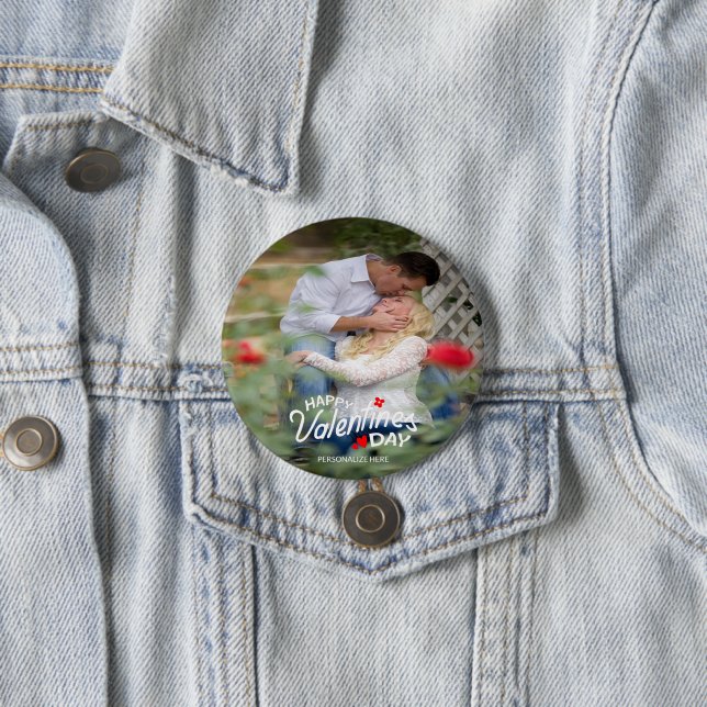 Badge Rond 7,6 Cm Bouton personnalisé Heureuse Sainte-Valentin (En situation)
