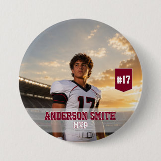 Badge Rond 7,6 Cm Bouton personnalisé MVP de football avec photo