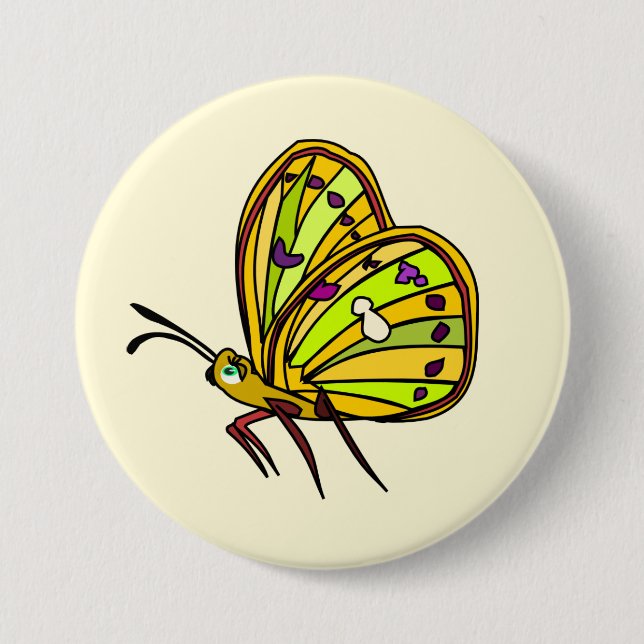Badge Rond 7,6 Cm Bouton Petit Papillon Printemps (Devant)
