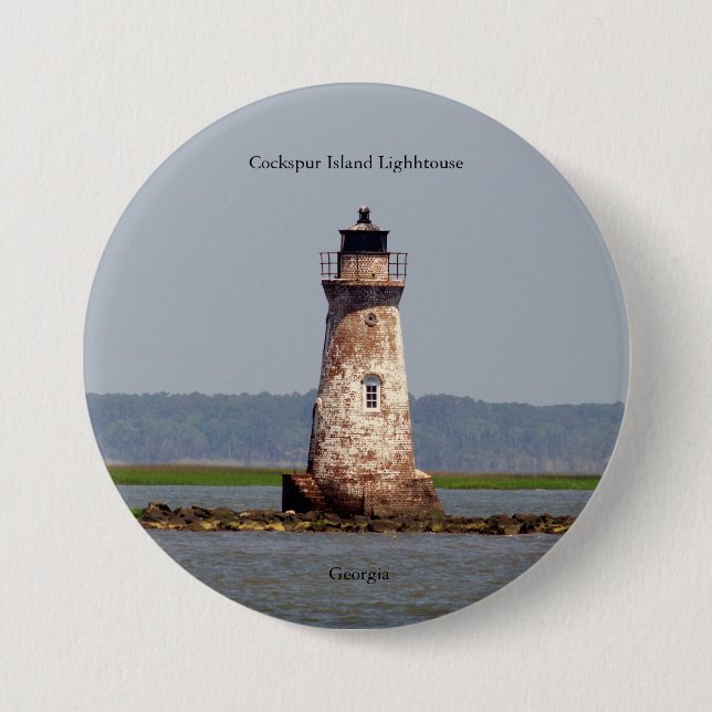 Badge Rond 7,6 Cm Bouton Phare de Cockspur Island (Devant)