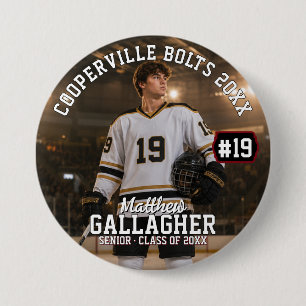 Badge Rond 7,6 Cm Bouton photo de hockey personnalisé