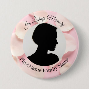 Badge Rond 7,6 Cm Bouton photo mémorial rose pétale rose