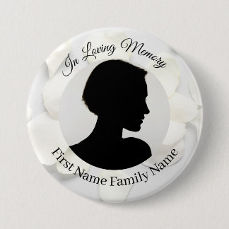 Badge Rond 7,6 Cm Bouton photo mémoriel à pétales de rose blanches