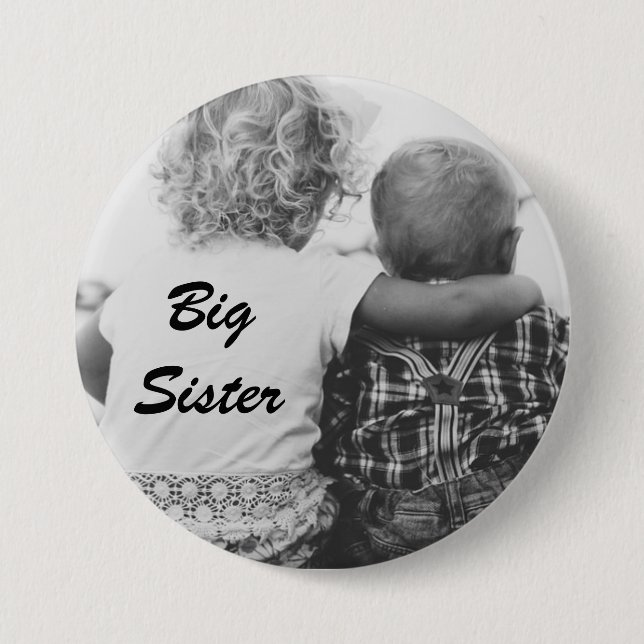 Badge Rond 7,6 Cm Bouton photo noir et blanc Big Sister (Devant)