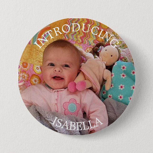 Badge Rond 7,6 Cm Bouton photo pour bébé personnalisé (Devant)
