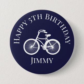 Badge Rond 7,6 Cm Bouton Pin Happy xth Birthday Boys Bicycle Bleu