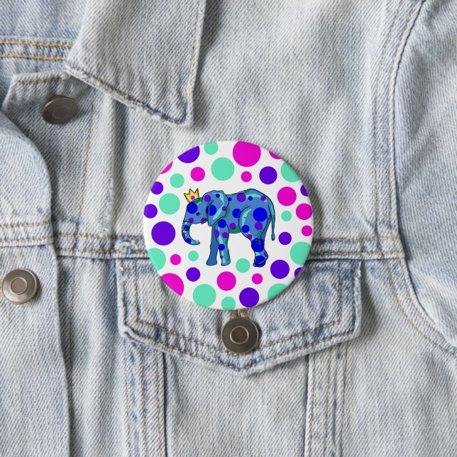 Badge Rond 7,6 Cm Bouton Pin-On Elément Pointe Polka (En situation)