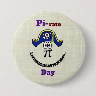 Badge Rond 7,6 Cm Bouton Pirate Jour Pi Drôle