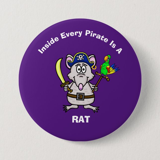Badge Rond 7,6 Cm Bouton Pirate Rat (Devant)