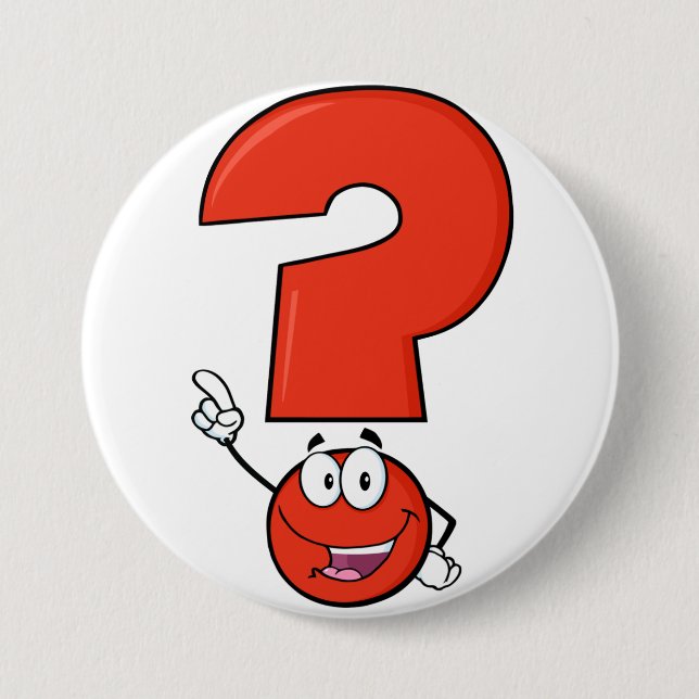 Badge Rond 7,6 Cm Bouton point d'interrogation rouge (Devant)