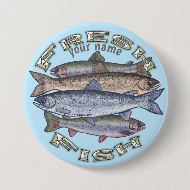 Badge Rond 7,6 Cm Bouton Poisson frais (Devant)