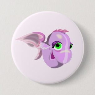 Badge Rond 7,6 Cm Bouton Poisson Violet - Vos Couleurs - Texte