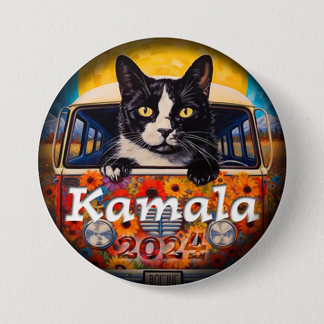 Badge Rond 7,6 Cm Bouton politique des femmes de chat pour Kamala (Devant)