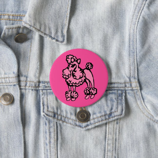 Badge Rond 7,6 Cm Bouton Poodle Rose