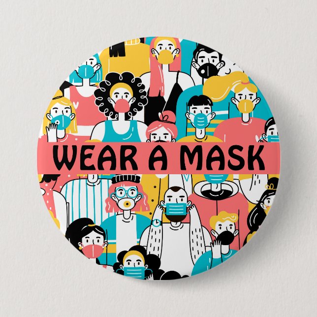 Badge Rond 7,6 Cm Bouton Porter Un Masque (Devant)