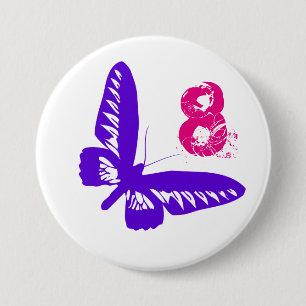 Badge Rond 7,6 Cm Bouton pourpre de papillon pour l'âge 8.