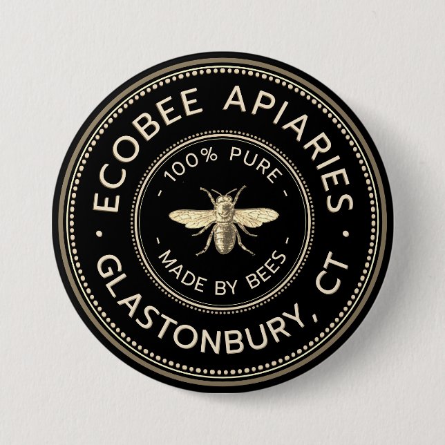 Badge Rond 7,6 Cm Bouton produit de l'apiculteur (Devant)